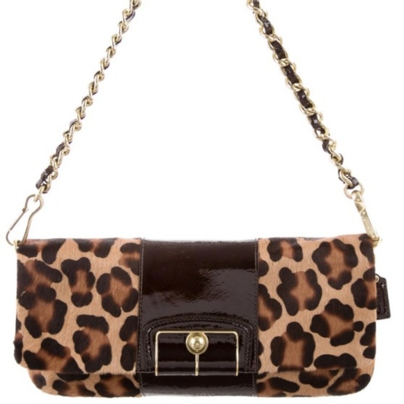 Coach Handbags - COACH Animal Print Ponyhair Pochette w/ chain